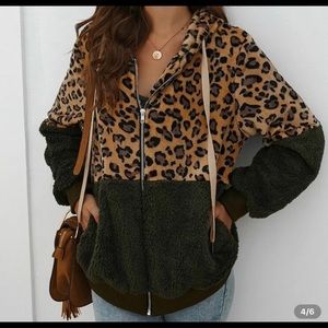 Cheetah print teddy coat